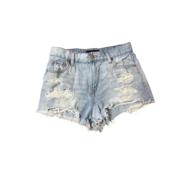 Aeropostale Women’s Denim Cut Off Light Wash Distressed Vintage High Rise 0 - Picture 5 of 5